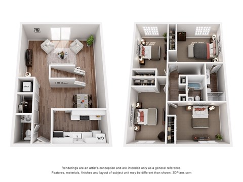 Floor plan for 4 beds, 2.5 baths, 1580 sqft